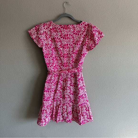 Loft Pink Eyelet Lace Cotton Tie Waist Midi Dress 8P - Picture 11 of 13